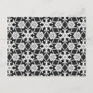Cartão Postal Lace antigo - branco e preto