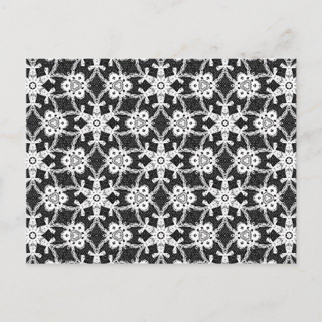 Cartão Postal Lace antigo - branco e preto (Frente)