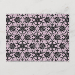 Cartão Postal Lace antigo - preto e rosa-gelo