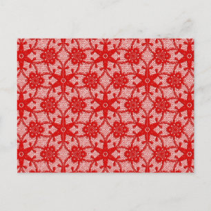 Cartão Postal Lace antigo - vermelho profundo e branco