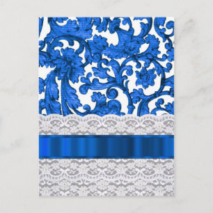 Cartão Postal Lace azul e branco
