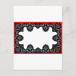 Cartão Postal Lace Black & White Red Boarder O MUSEUM Zazzle G