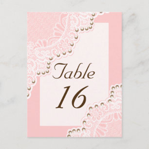 Cartão Postal Lace branco com pérolas cor-de-rosa número da me