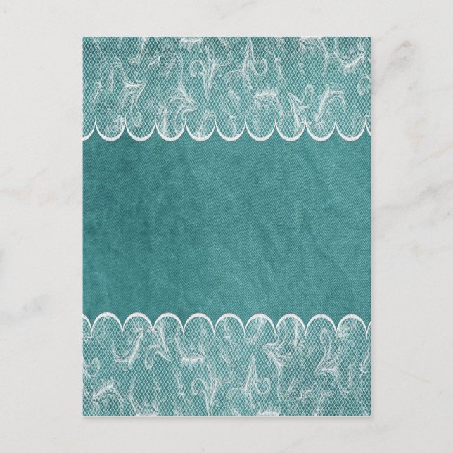 Cartão Postal Lace em Teal e Branco (Frente)