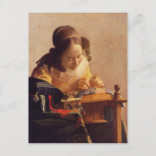Cartão Postal Lacemaker por Johannes Vermeer