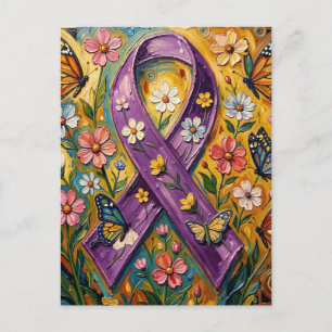 Cartão Postal Laço de Conscientização Roxo Fibro