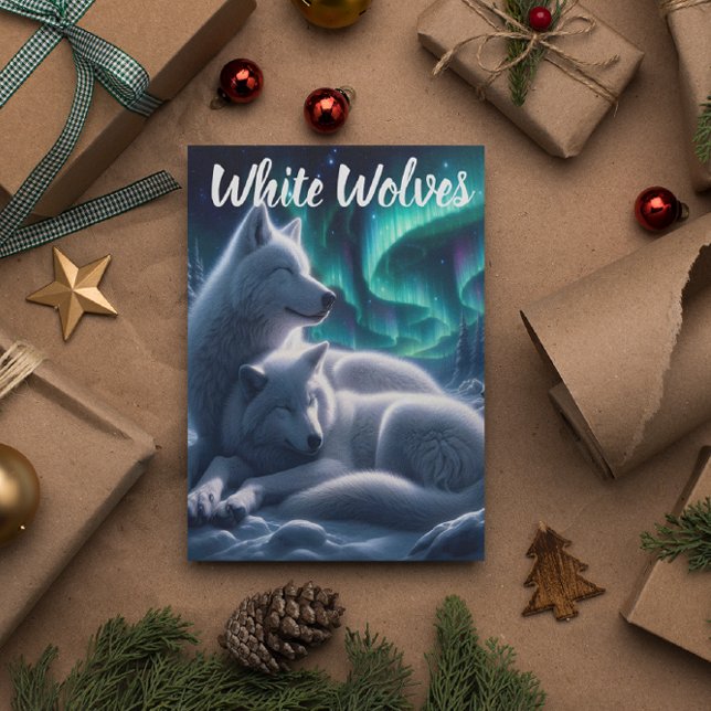 Cartão Postal Laço Etéreo Lobos Brancos Descansando (Criador carregado)