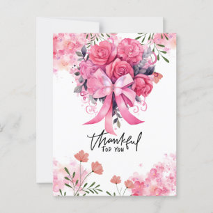Cartão Postal Laço Rosa Conscientização do Câncer de Mama com Fl