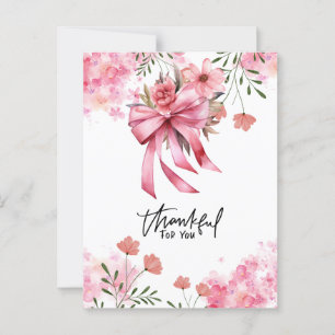 Cartão Postal Laço Rosa Conscientização do Câncer de Mama com Fl
