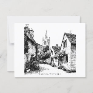 Cartão Postal Lacock Village Sketch, Wiltshire England