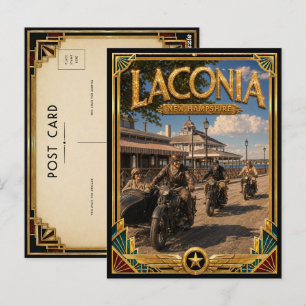 Cartão Postal Lacônia New Hampshire Arte Deco Vintage Era de Our