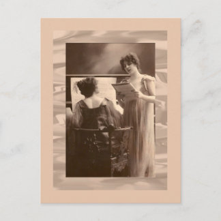 Cartão Postal Ladies at piano and singing Victorian