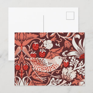 Cartão Postal Ladrão de Morango Morris Close-up Vintage Vermelho