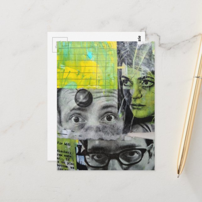Cartão Postal Lady and the Doctors Mixed Media Collage (Frente/Verso In Situ)