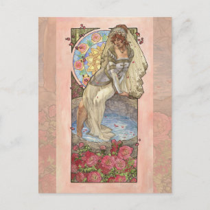 Cartão Postal Lady Art Nouveau Birthstone Series