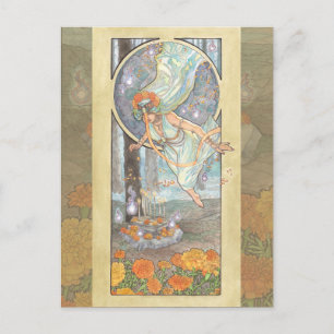 Cartão Postal Lady Art Nouveau Birthstone Series de outubro
