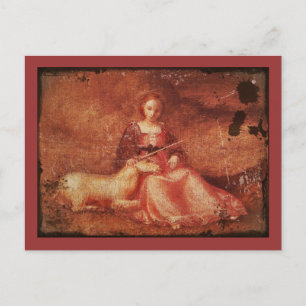 Cartão Postal Lady Chastity Holding Unicorn