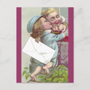 Cartão Postal Lady Coyly Finge O Beijo