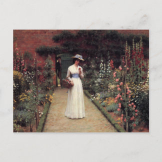 Cartão Postal Lady em um jardim - Edmund Blair Leighton