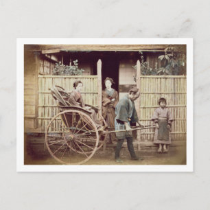 Cartão Postal Lady in a rickshaw, c.1890s (foto colorida)