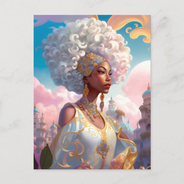 Cartão Postal Lady In Surreal World African American Art (Frente)