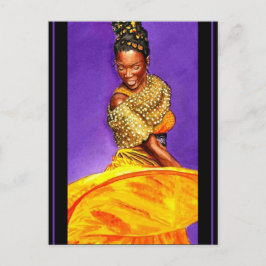 Cartão Postal Lady in Yellow Dress 2004 Water Color