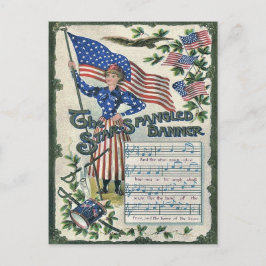 Cartão Postal Lady Liberty American Flag Banner