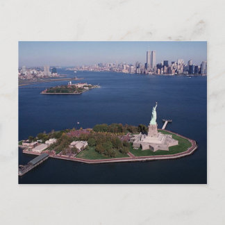 Cartão Postal Lady Liberty e Twin Towers World Trade Center NYC