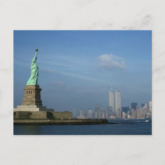 Cartão Postal Lady Liberty e Twin Towers World Trade Center NYC