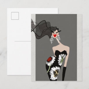 Cartão Postal Lady Roma Valentina Arte de Moda Sofisticada