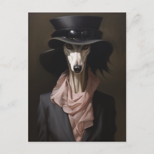 Cartão Postal Lady Saluki Top Hat (Frente)