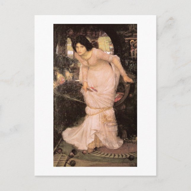 Cartão Postal Lady Shalott olhando para Lancelot (Frente)
