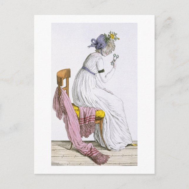 Cartão Postal Lady vestindo um negligente, do "Costume Parisien" (Frente)