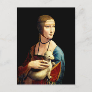 Cartão Postal Lady with an Ermine por Leonardo Da Vinci
