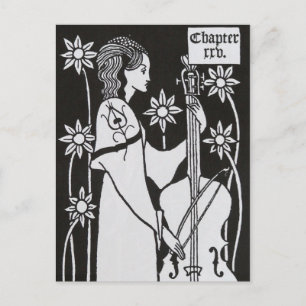 Cartão Postal Lady With Cello por Aubrey Beardsley Cartão-postal