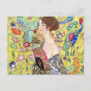 Cartão Postal Lady with Fan, por Gustav Klimt, Vintage Japonism