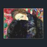 Cartão Postal Lady with Muff por Gustav Klimt<br><div class="desc">Lady with Puff,  pintura de arte de Gustav Klimt</div>