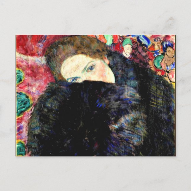 Cartão Postal Lady with Muff por Gustav Klimt (Frente)