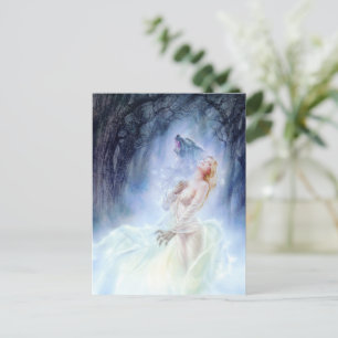Cartão postal Lady Wolf Fantasy Art