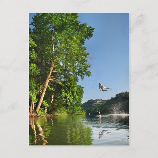 Cartão Postal Ladybird Lake Rope Swing - Austin Texas (Frente)