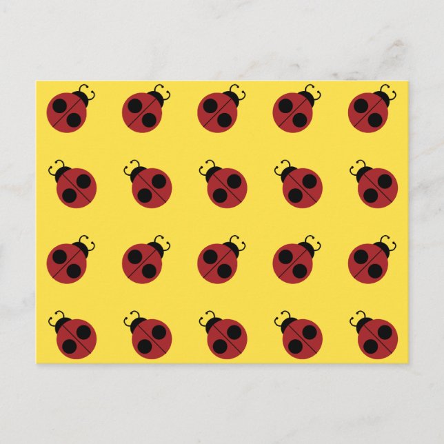 Cartão Postal Ladybug 60s retro legal vermelho (Frente)