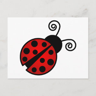 Cartão Postal Ladybug bonito - Vermelho e Preto
