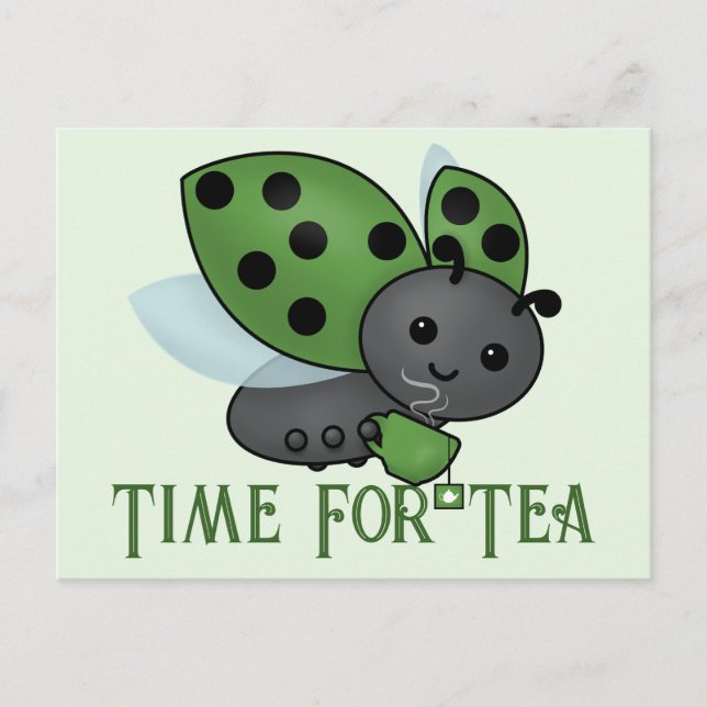 Cartão postal Ladybug do Bebendo Tea (Frente)