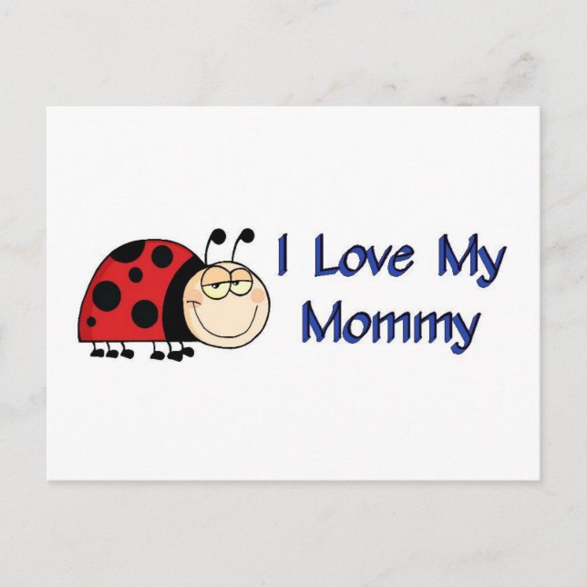 Cartão Postal Ladybug Eu Amo Minha Mamãe (Frente)
