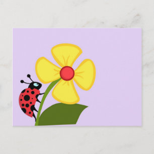Cartão Postal Ladybug Flower
