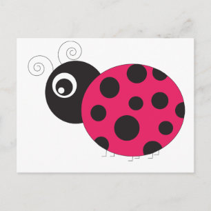 Cartão Postal Ladybug preto e rosa desvanecido