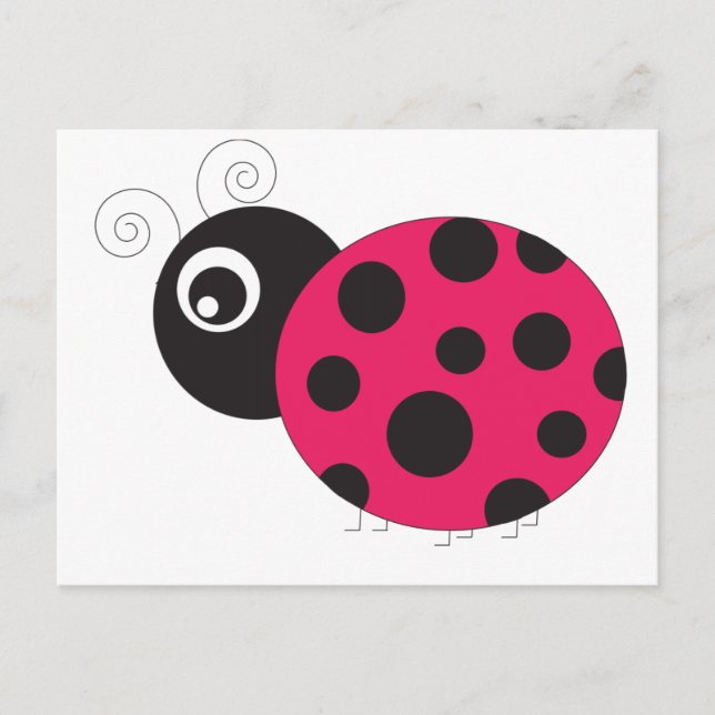Cartão Postal Ladybug preto e rosa desvanecido (Frente)