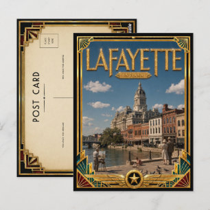 Cartão Postal Lafayette Indiana Arte Deco Vintage Idade Dourada