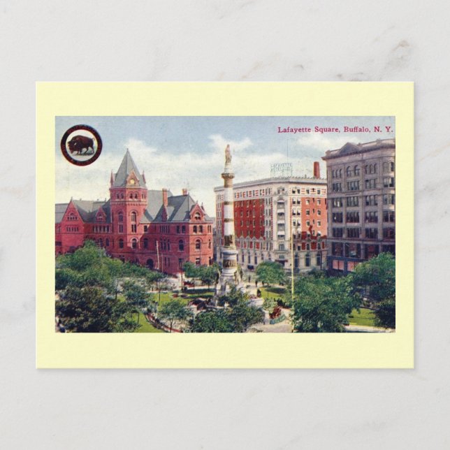 Cartão Postal Lafayette Square, Buffalo Vintage (Frente)