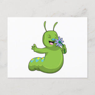 Cartão Postal Lagarta com Flor Margarida